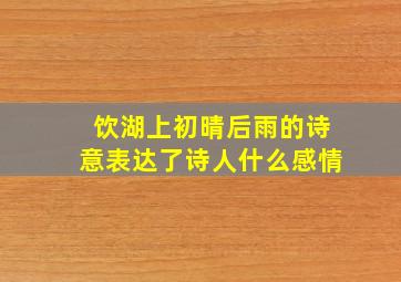 饮湖上初晴后雨的诗意表达了诗人什么感情