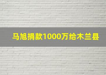 马旭捐款1000万给木兰县