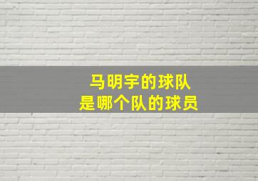 马明宇的球队是哪个队的球员