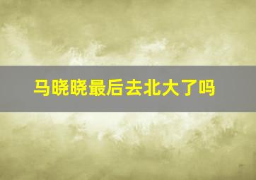 马晓晓最后去北大了吗