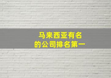 马来西亚有名的公司排名第一