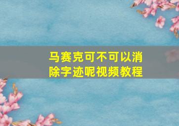 马赛克可不可以消除字迹呢视频教程