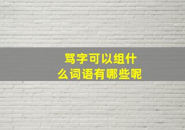 骂字可以组什么词语有哪些呢