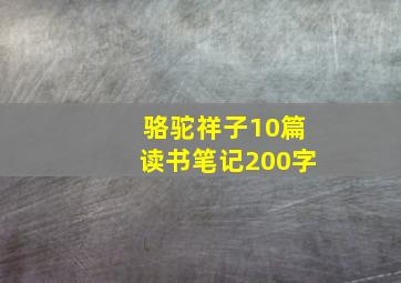 骆驼祥子10篇读书笔记200字