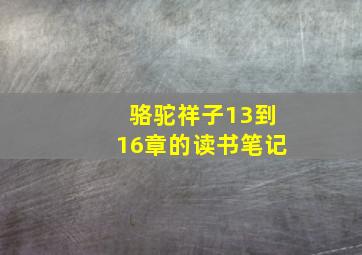 骆驼祥子13到16章的读书笔记