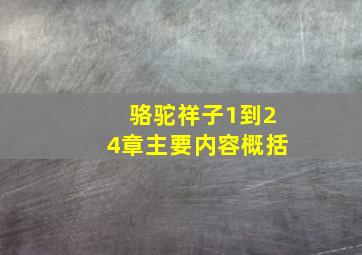 骆驼祥子1到24章主要内容概括