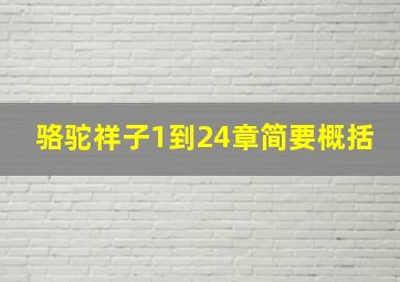 骆驼祥子1到24章简要概括