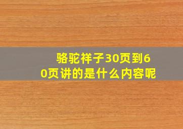 骆驼祥子30页到60页讲的是什么内容呢