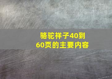 骆驼祥子40到60页的主要内容