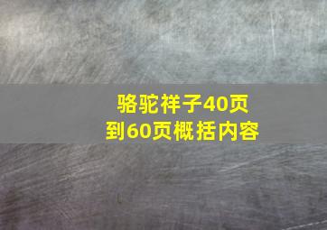 骆驼祥子40页到60页概括内容