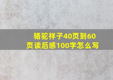 骆驼祥子40页到60页读后感100字怎么写