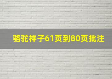 骆驼祥子61页到80页批注