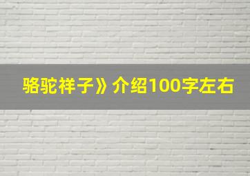 骆驼祥子》介绍100字左右