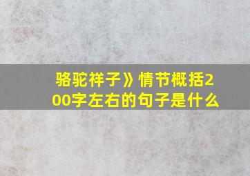 骆驼祥子》情节概括200字左右的句子是什么