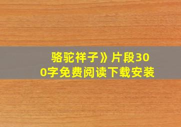 骆驼祥子》片段300字免费阅读下载安装