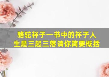 骆驼祥子一书中的祥子人生是三起三落请你简要概括