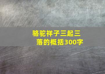 骆驼祥子三起三落的概括300字