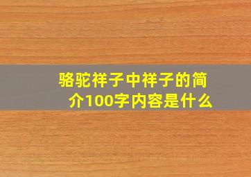 骆驼祥子中祥子的简介100字内容是什么