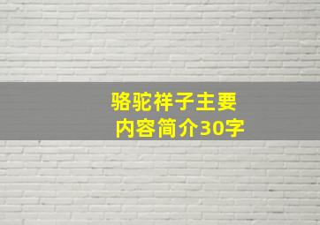 骆驼祥子主要内容简介30字