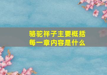 骆驼祥子主要概括每一章内容是什么