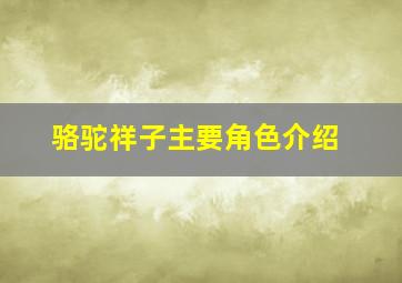 骆驼祥子主要角色介绍