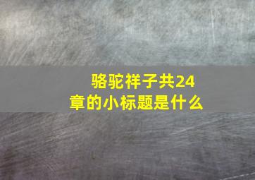 骆驼祥子共24章的小标题是什么