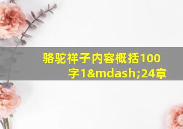 骆驼祥子内容概括100字1—24章