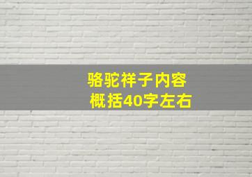 骆驼祥子内容概括40字左右