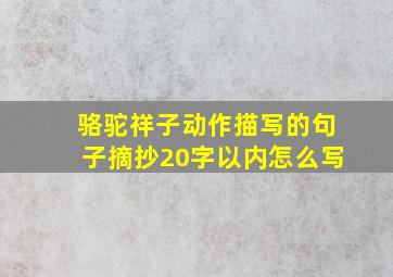 骆驼祥子动作描写的句子摘抄20字以内怎么写