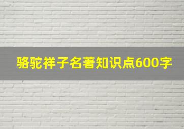 骆驼祥子名著知识点600字