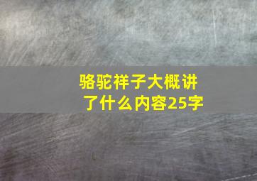 骆驼祥子大概讲了什么内容25字