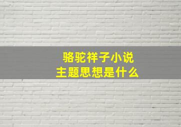 骆驼祥子小说主题思想是什么