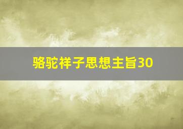 骆驼祥子思想主旨30