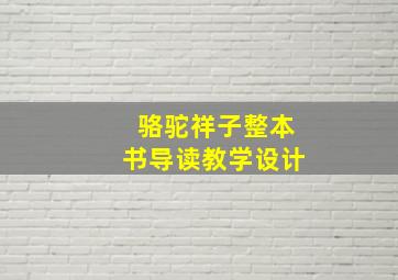 骆驼祥子整本书导读教学设计