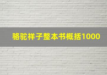 骆驼祥子整本书概括1000