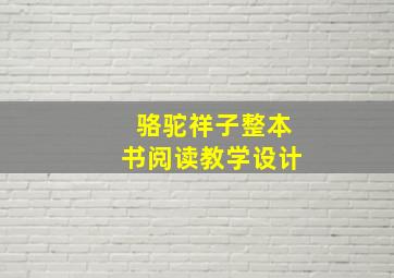 骆驼祥子整本书阅读教学设计