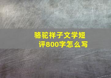 骆驼祥子文学短评800字怎么写