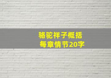 骆驼祥子概括每章情节20字