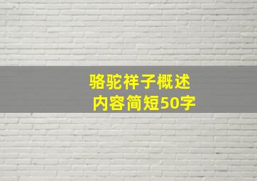 骆驼祥子概述内容简短50字