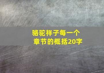 骆驼祥子每一个章节的概括20字