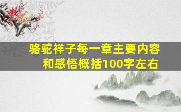 骆驼祥子每一章主要内容和感悟概括100字左右