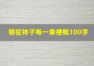 骆驼祥子每一章梗概100字