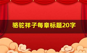 骆驼祥子每章标题20字