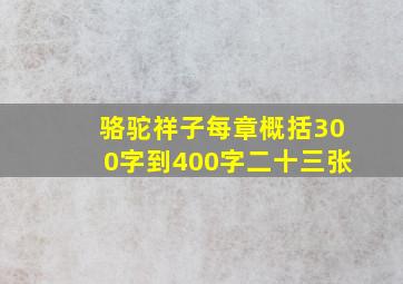 骆驼祥子每章概括300字到400字二十三张