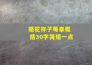 骆驼祥子每章概括30字简短一点