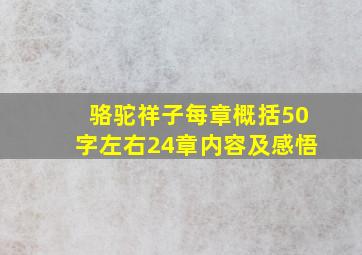 骆驼祥子每章概括50字左右24章内容及感悟