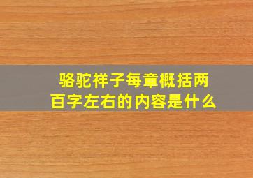 骆驼祥子每章概括两百字左右的内容是什么