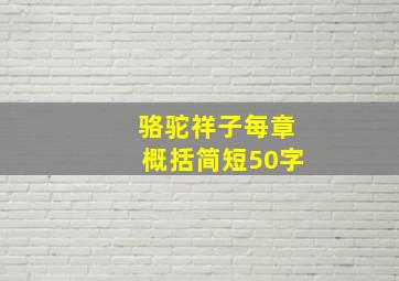 骆驼祥子每章概括简短50字