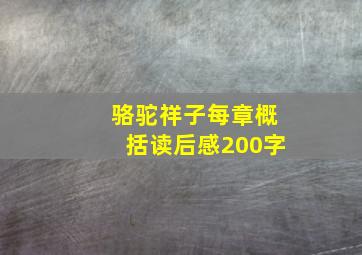 骆驼祥子每章概括读后感200字