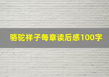 骆驼祥子每章读后感100字